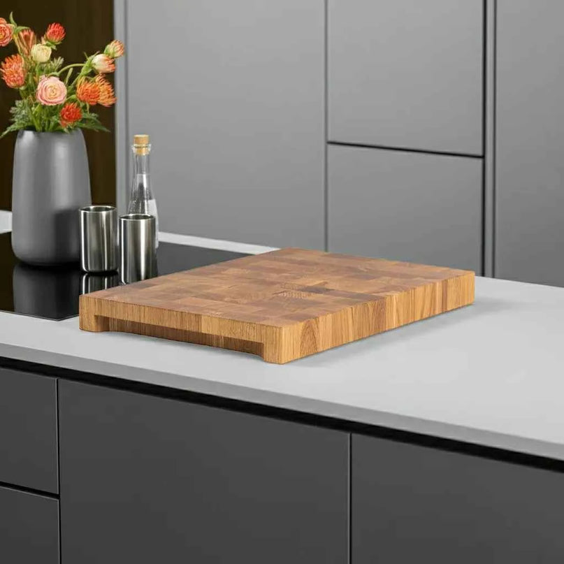 NXT Board Cutting Board Oak End Grain with Handle Grooves, 52.5 x 35 x 5.5 cm – Product View
