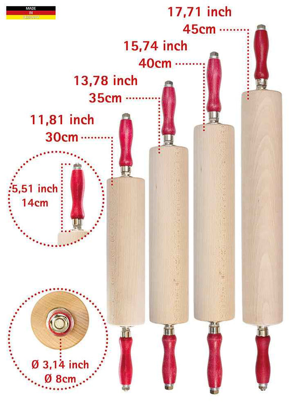 "NXT Board Rolling Pin/Professional Dough Roller with Ball Bearing – Size Overview"